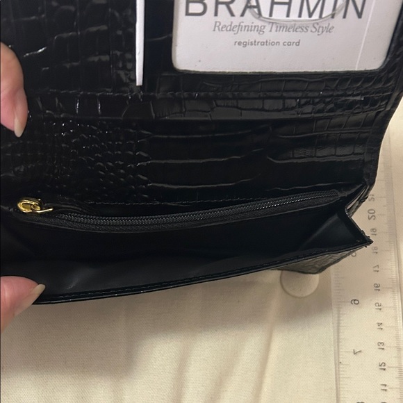 Black Brahmin Crocodile Pattern Wristlet Wallet - Picture 4 of 4